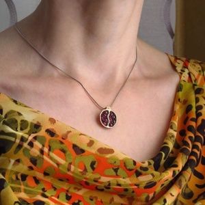 Designer Pomegranate Garnet Gold Pl Pomegranate Necklace